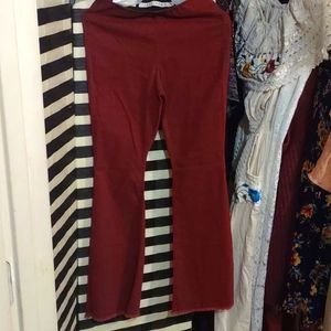Burgundy high rise flared pants